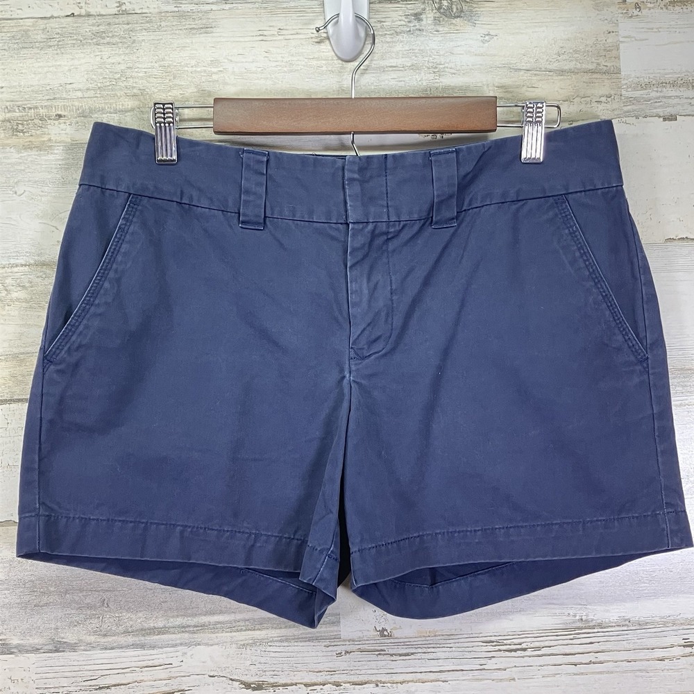 Tommy‎ Hilfiger Womens Navy Blue Flat Front 100% Cotton Chino 4.5" Ins Shorts 8